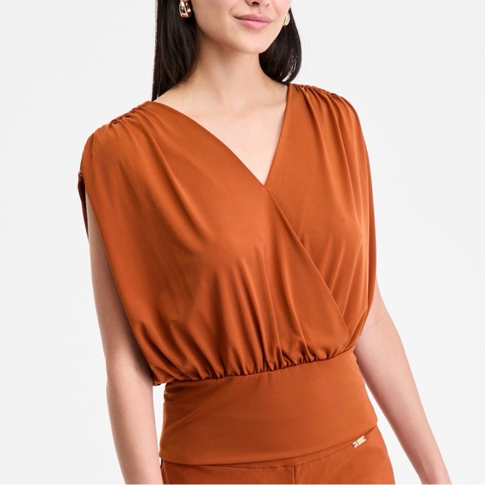 INC International Concepts Rust Orange Blouse